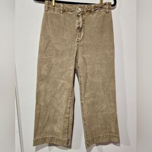 Pilcro Chic Wide Leg Cropped Tan Cotton Stretchy Pants Womens Size 28